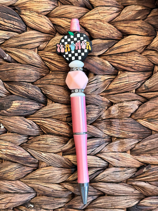 Checkered Apple Teacher Pen